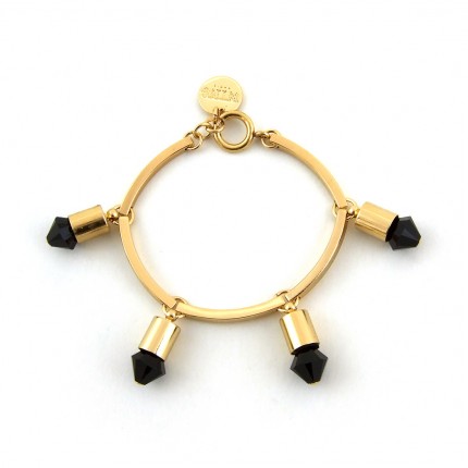 Bracelet doré or 18 K, pendentifs cristal Swarovski