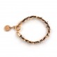 Bracelet chaine doree or rose 18 k, perles Swarovski